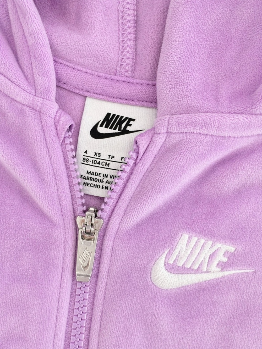 Nike Lavender Velour Zip Hoodie - Picture 2 of 2